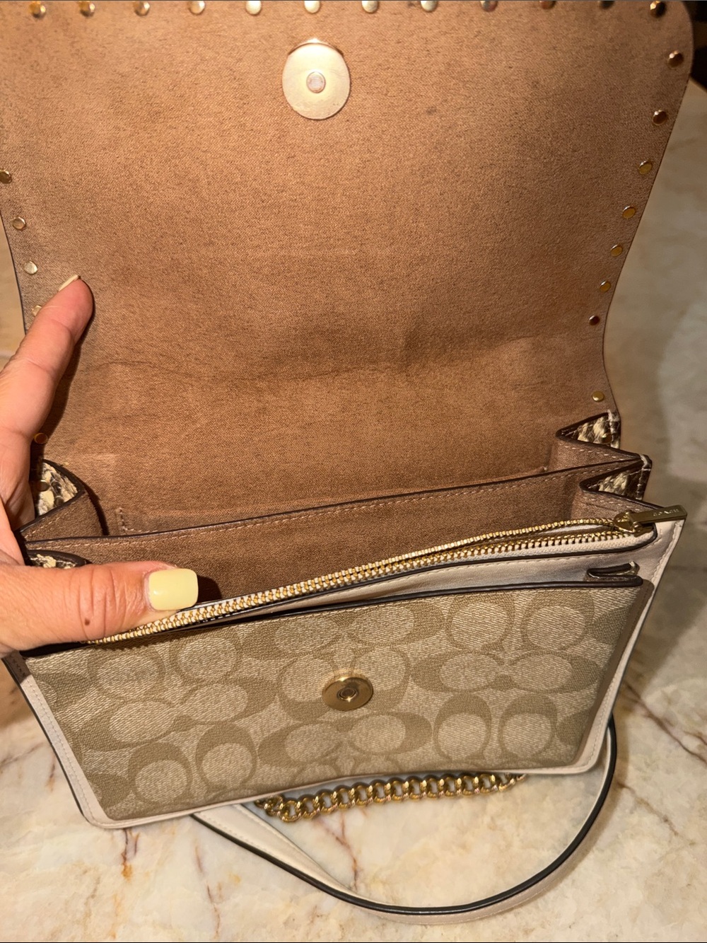 COACH -Klare crossbody. Soft, beige and khaki-Blended Item/snake skin trims - Picture 2 of 9